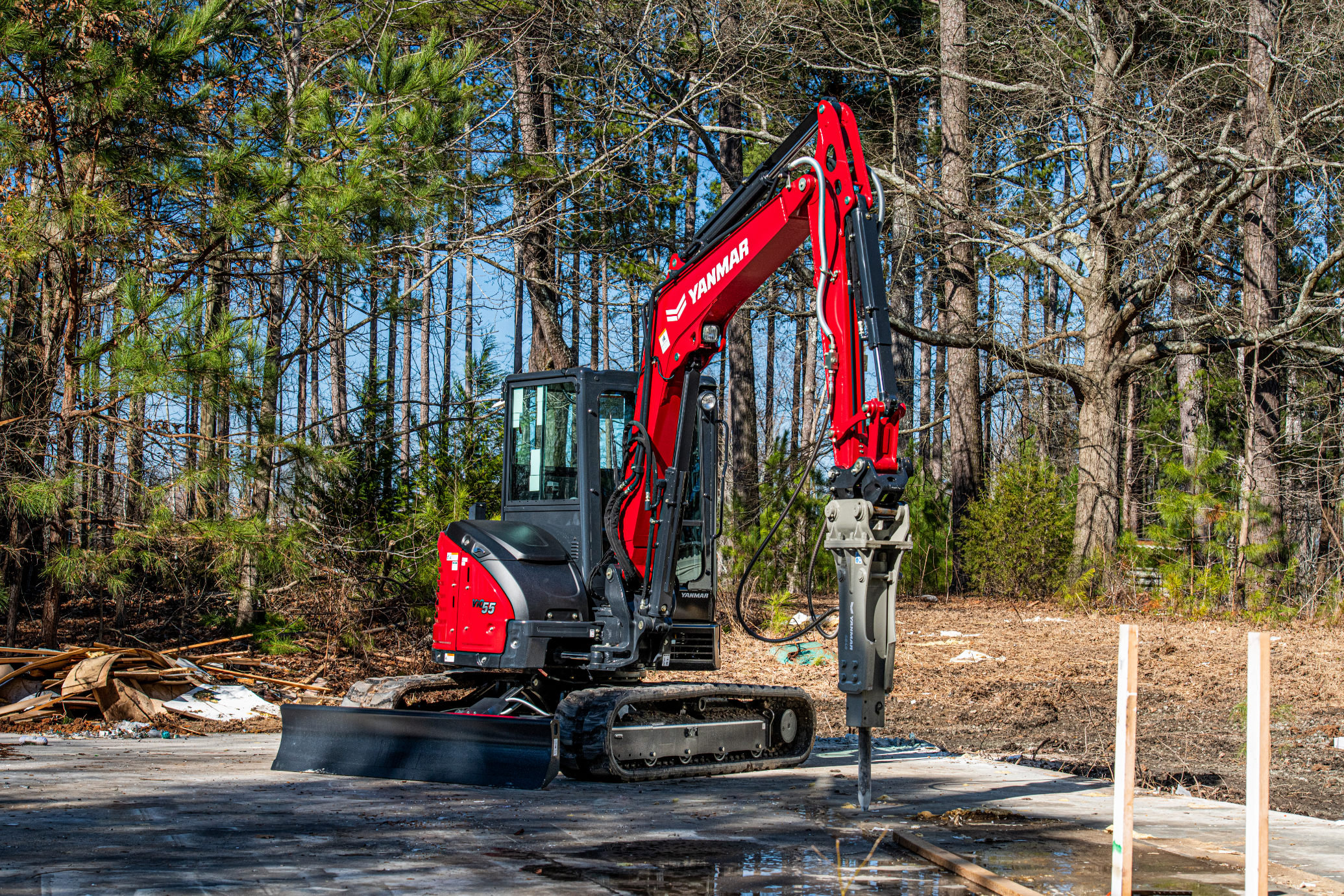 Excavator rental loading soil on Ohio jobsite